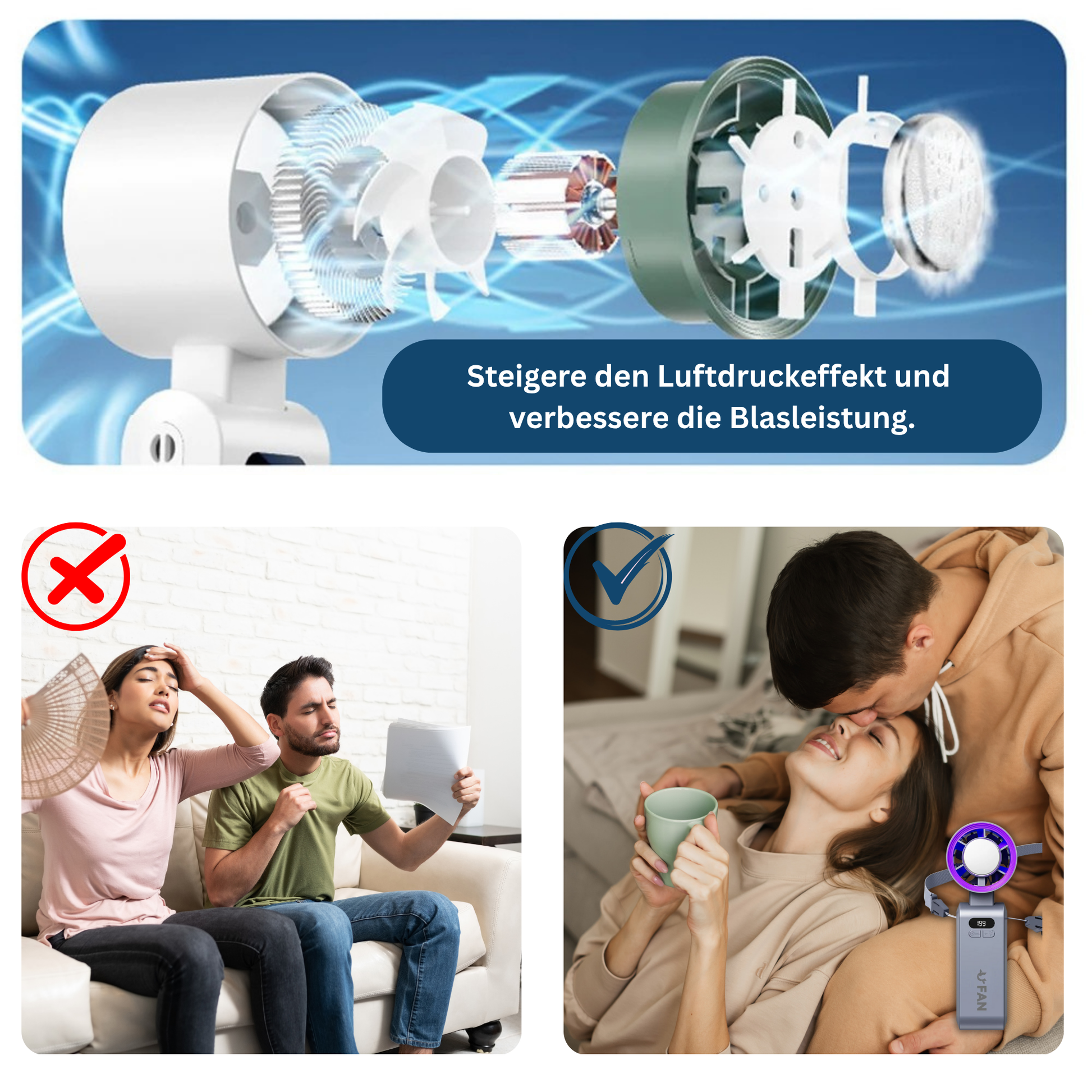 Sleek mini fan with a powerful airflow, an essential summer gadget for any occasion.