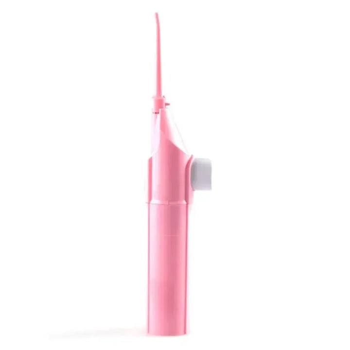 Detachable nozzles & water tank of a unisex portable mouth irrigator for comprehensive dental hygiene.