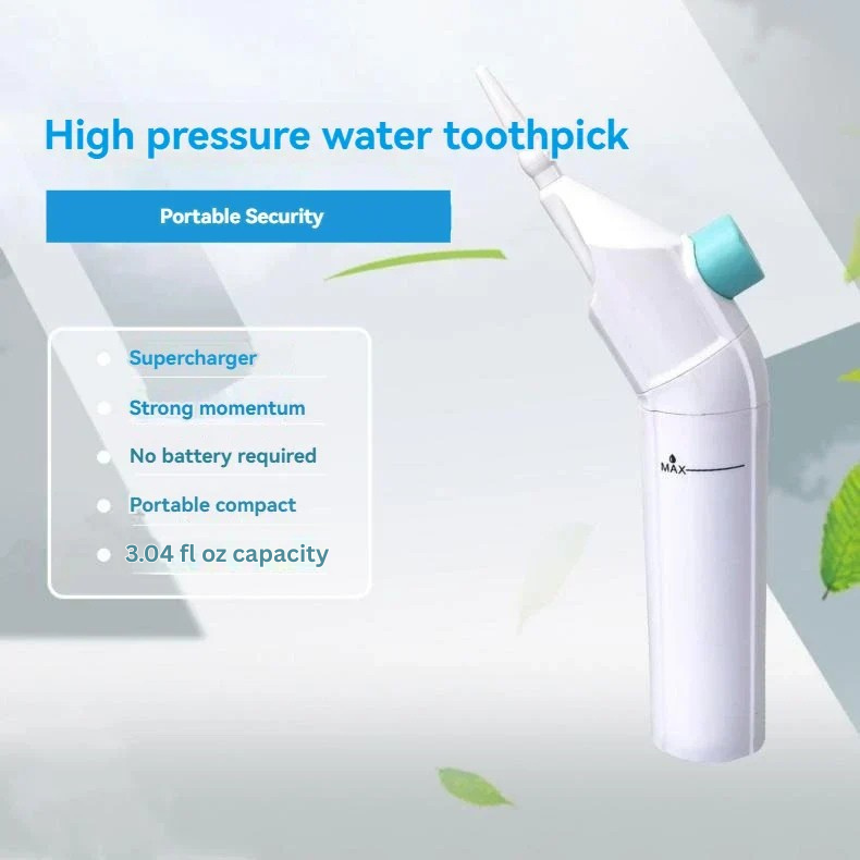 Shiny white teeth & healthy gums achieved with the unisex portable high-pressure water flosser for oral care.