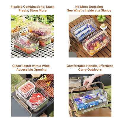 Camping storage food organizer, leakproof & portable, perfect for outdoor meal prep.