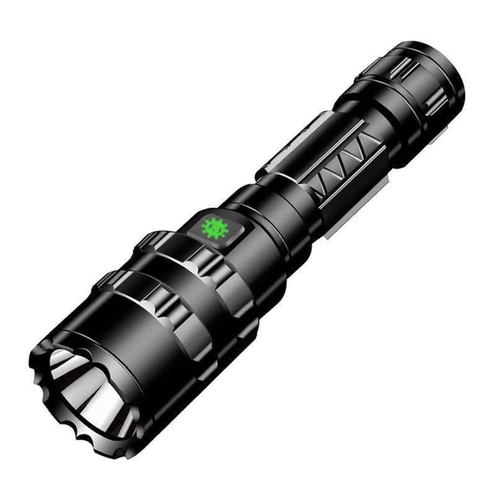 Unisex portable long-distance LED flashlight, aluminum, for camping and emergency outdoor use