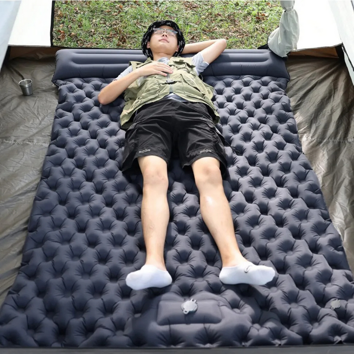 Durable portable outdoor air mattress, perfect for comfortable camping and travel adventures
