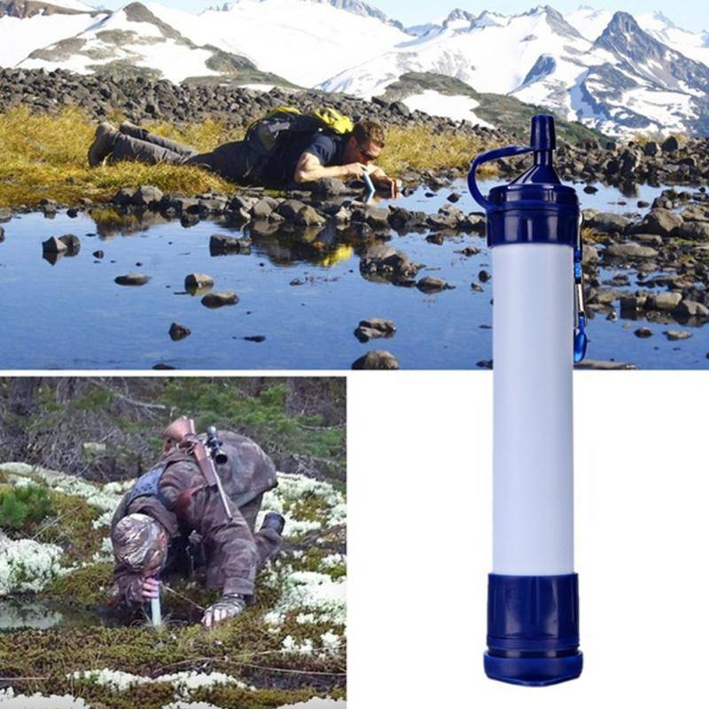Unisex portable outdoor survival water purification straw for camping & hiking. Emergency water filter.