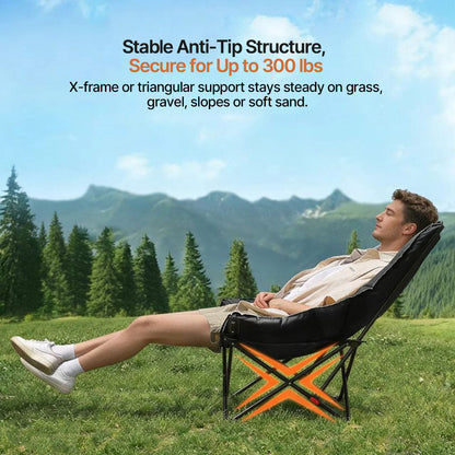 Portable outdoor chair, recliner style, ideal for beach trips and camping adventures