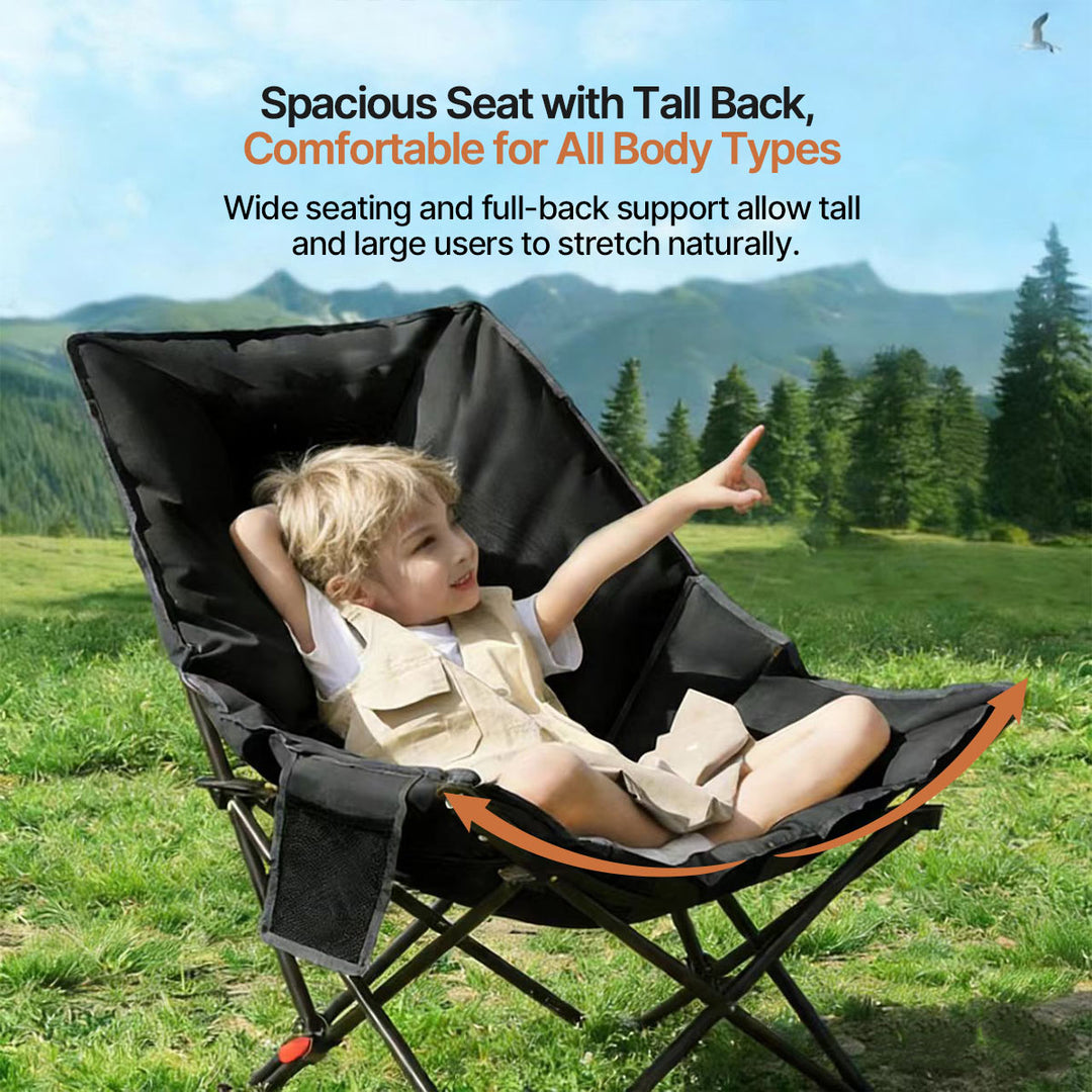 Folding camping recliner chair, lightweight and portable, comfortable outdoor seating solution