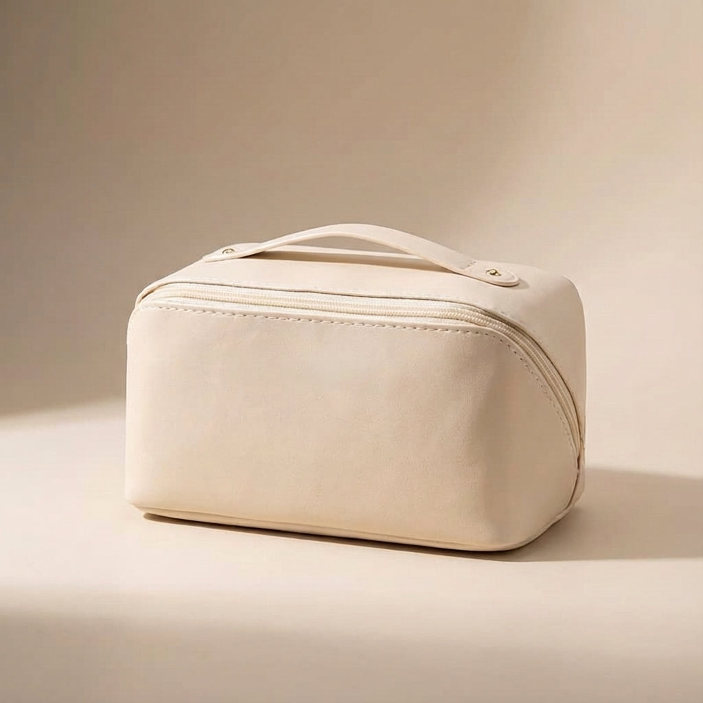 Portable unisex travel makeup case for cosmetic storage & beauty accessories. Ideal for organization.