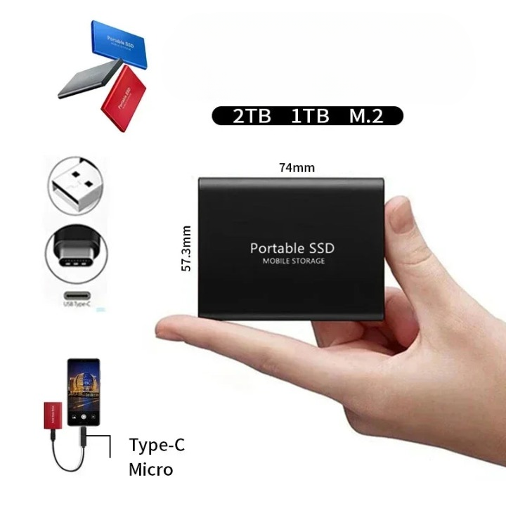 Unisex Portable SSD 128GB external hard drive for fast, compact data storage and transfer via USB-C.