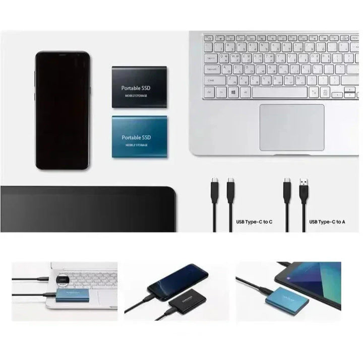 Compact 128GB Portable SSD, a reliable external hard drive for on-the-go data storage and fast file transfers.