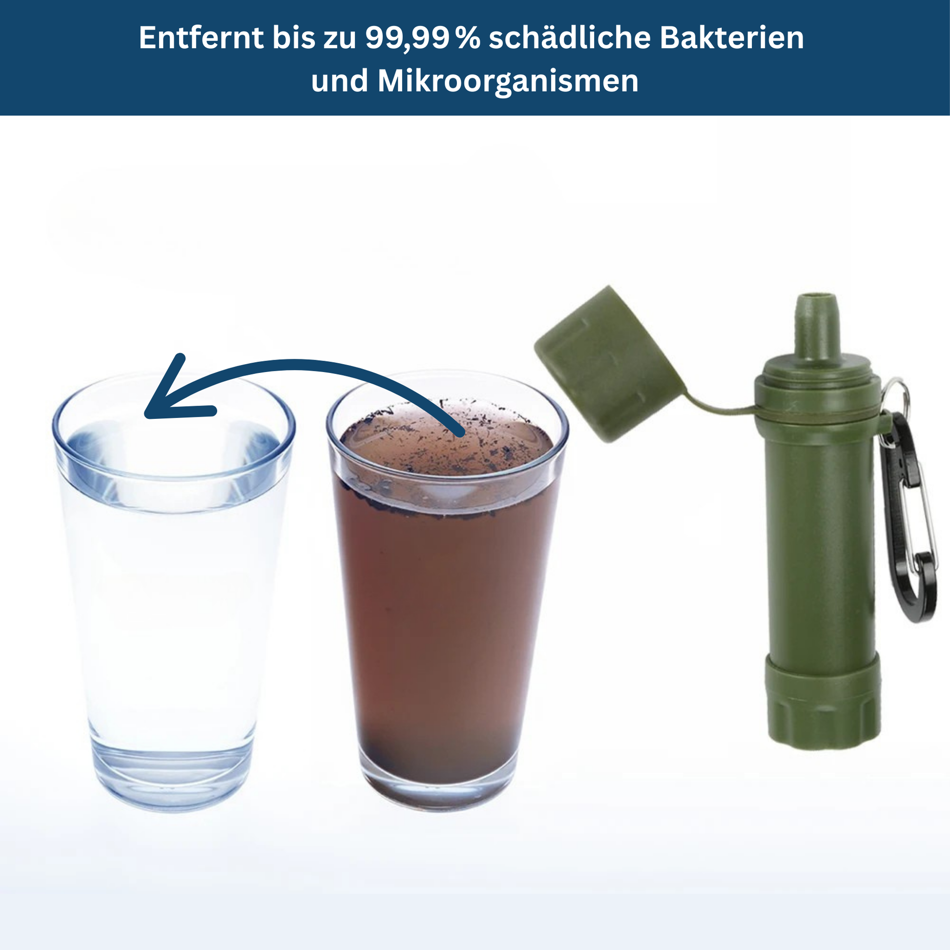 Handheld portable water filter for clean drinking, ideal for hiking & outdoor adventures