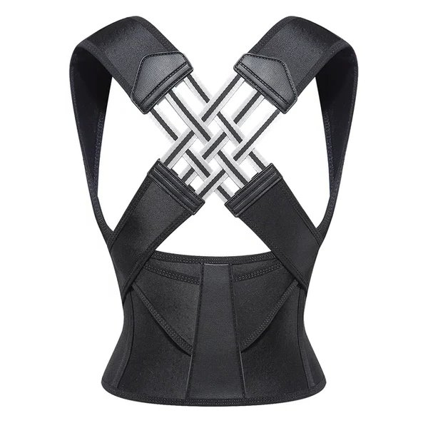 Unisex posture corrector brace for back pain relief, promoting spinal alignment & comfortable shoulder support.