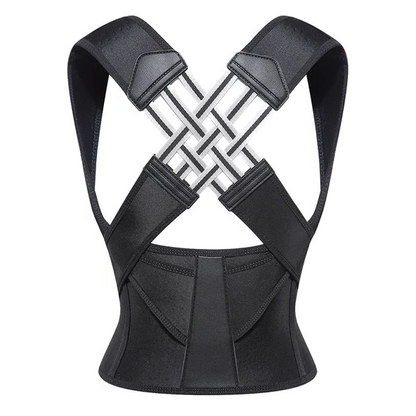 Unisex posture corrector brace for back pain relief, promoting spinal alignment & comfortable shoulder support.