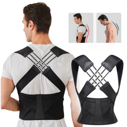 Ergonomic unisex posture support brace for back and neck pain, designed for optimal spinal alignment.
