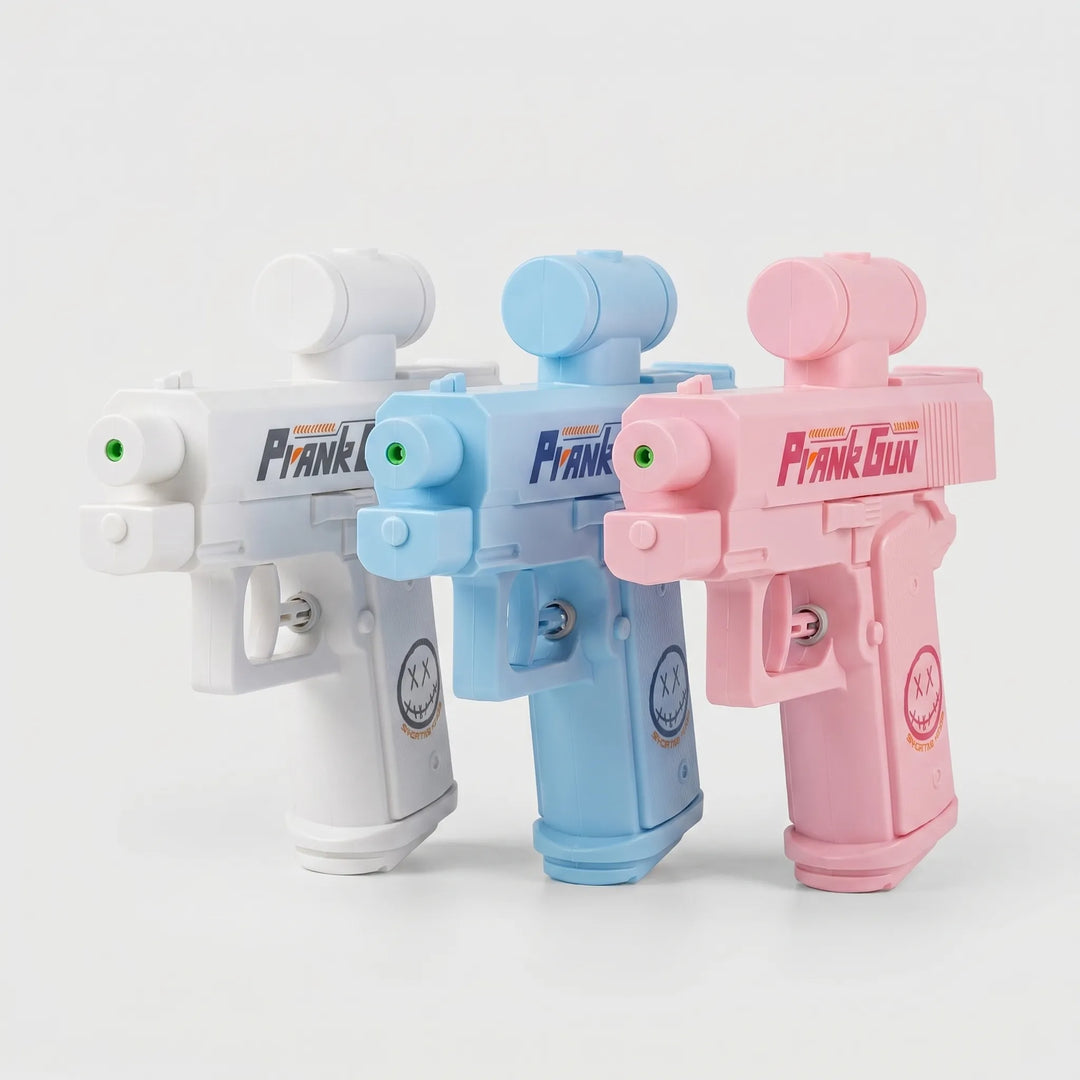 Colorful squirt gun set for kids' outdoor fun. Perfect water toy for summer beach, pool, and prank party games.