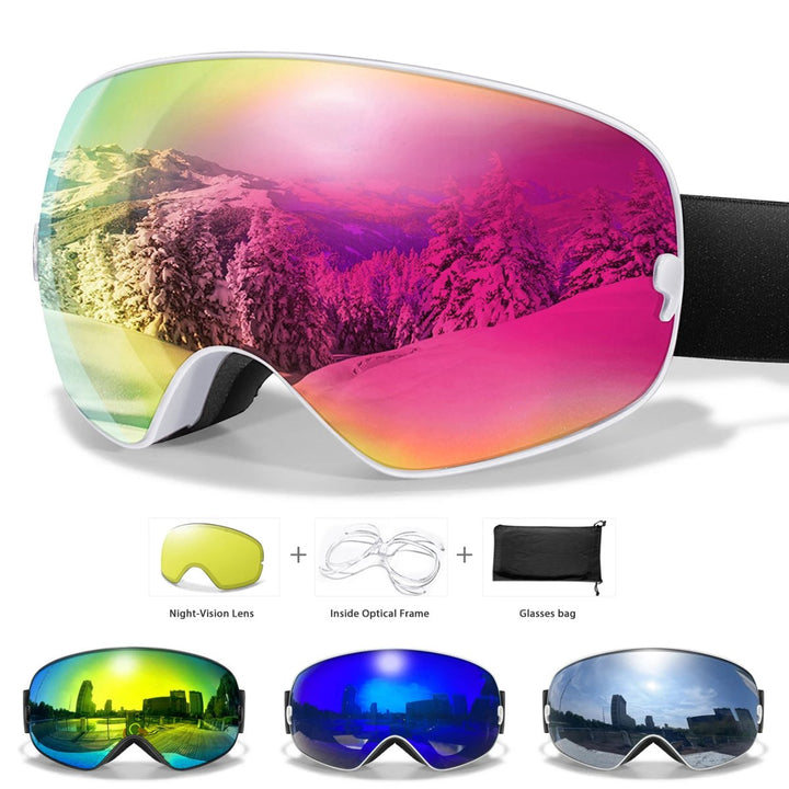 High-performance unisex snowboard goggles featuring anti-fog, UV400, and night vision.