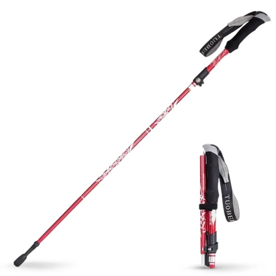 Premium alloy steel hiking stick with ergonomic grip, automatic retractable for outdoor adventures.