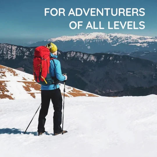 Unisex premium alloy steel hiking stick, foldable, lightweight, ergonomic grip for trails.