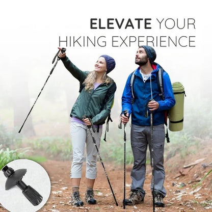 Ergonomic grip automatic retractable hiking stick, lightweight & portable for all trails.