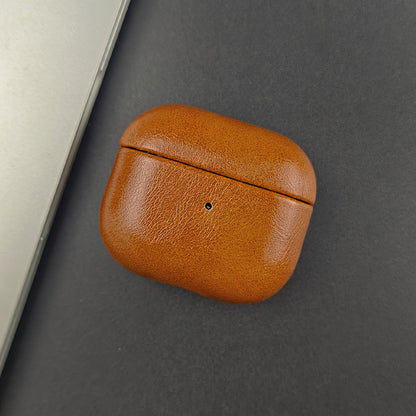 Scratch-resistant leather earbud case with drop protection. Premium quality slim design for wireless earbuds.