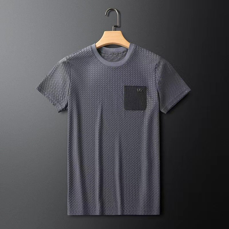 Full view of a comfortable jet black unisex jacquard lounge set for casual luxury.