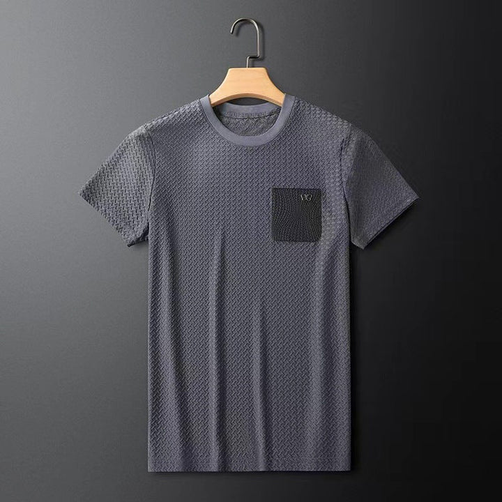 Full view of a comfortable jet black unisex jacquard lounge set for casual luxury.