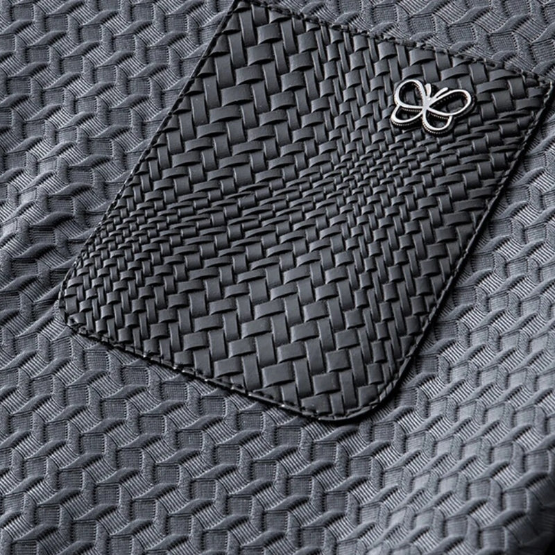 Comfortable & stylish jet black unisex jacquard set, perfect for home or casual outings.