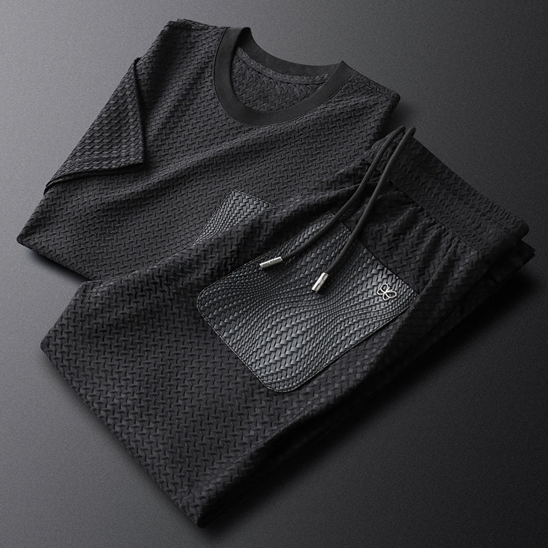 Soft Royal Gray jacquard loungewear set; ideal for everyday comfort & relaxation.