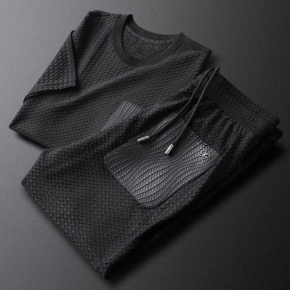 Soft Royal Gray jacquard loungewear set; ideal for everyday comfort & relaxation.