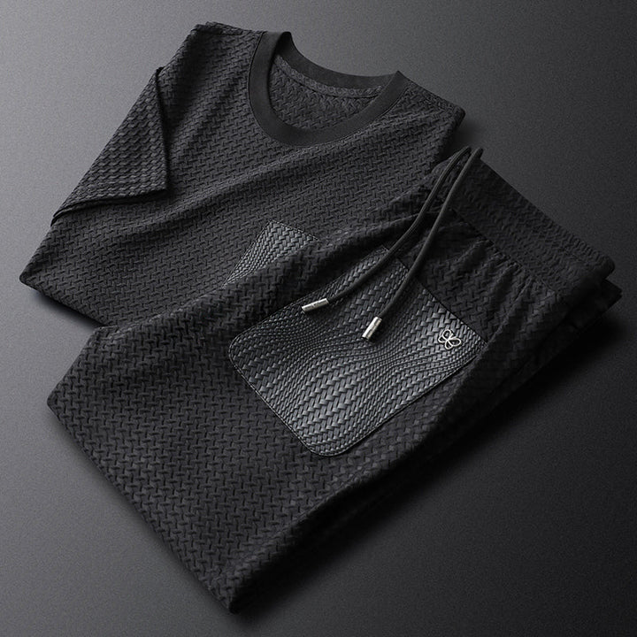 Soft Royal Gray jacquard loungewear set; ideal for everyday comfort & relaxation.