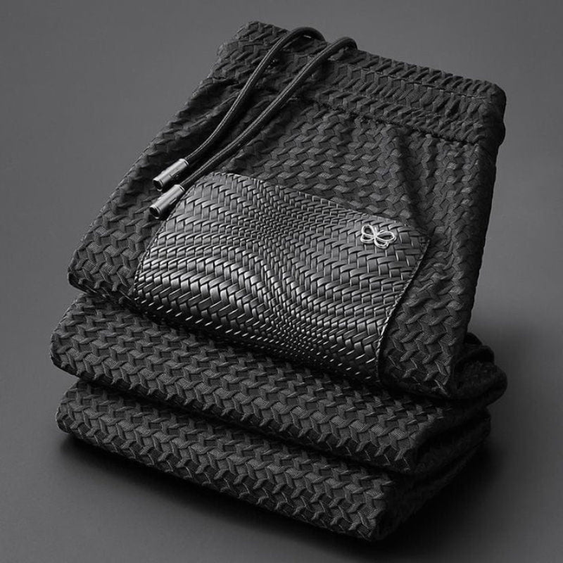Unisex jet black lounge set featuring soft jacquard fabric for maximum comfort & style.