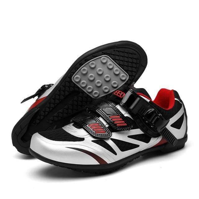 Unisex premium leather cycling sneakers, flat cleat design for performance cycling and durable athletic footwear