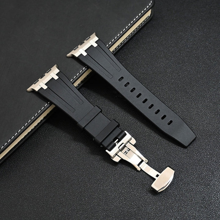 Comfortable blue silicone smartwatch strap, hypoallergenic & perfect for customization.