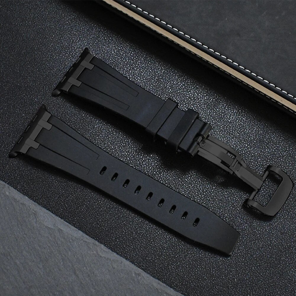 Durable gray silicone watch accessory, a versatile quick-release smartwatch band.