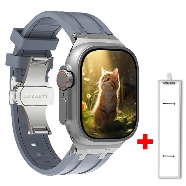 Black silicone smartwatch band, a durable & comfortable watch accessory.