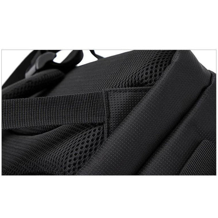 Waterproof photography backpack with DSLR camera & lenses, ready for outdoor adventures & travel.