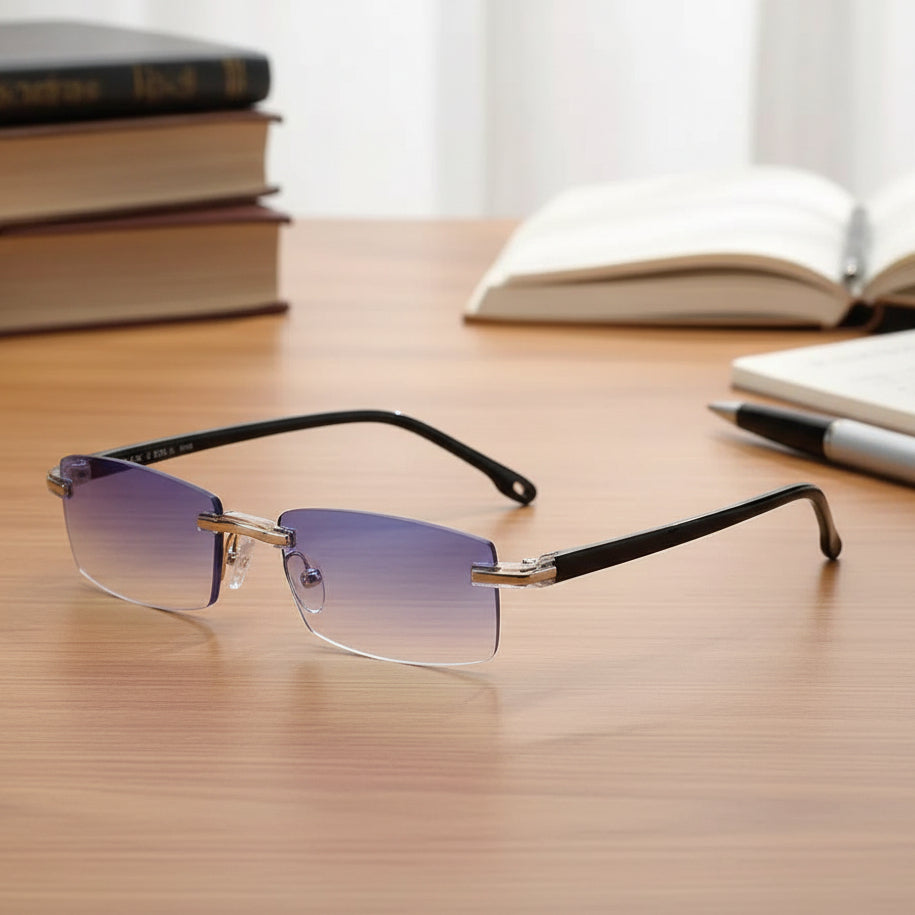 Unisex progressive reading glasses with multifocal lenses for clear vision & blue light blocking.