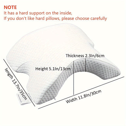 Soft, supportive memory foam neck pillow with a unique curved design, providing back & neck comfort.