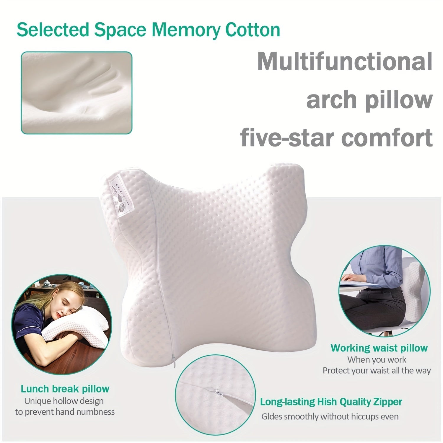 Travel-friendly unisex memory foam neck support pillow, designed for ergonomic comfort on the go.