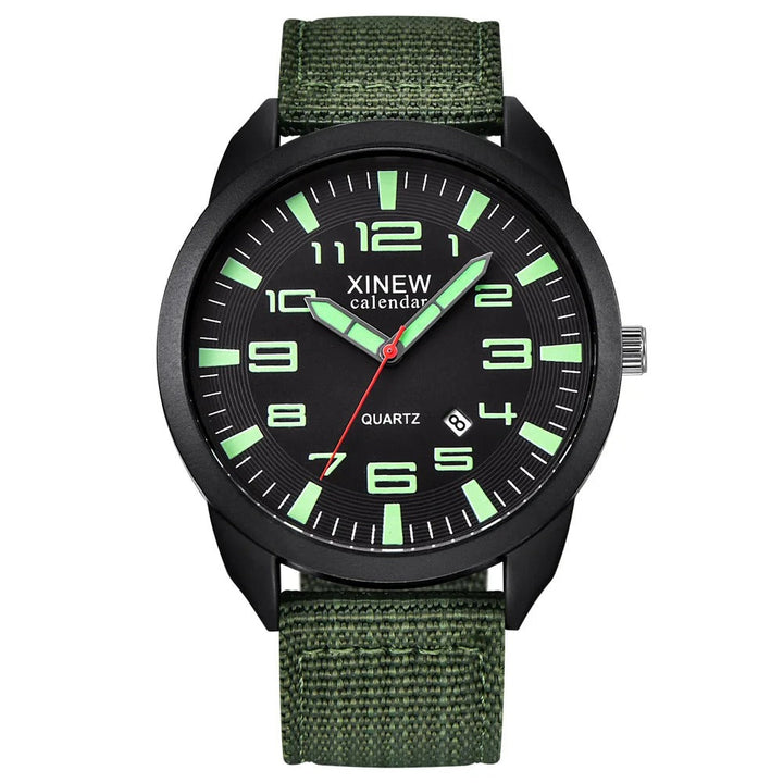 Modern unisex quartz watch featuring a glowing luminous dial, date calendar, and durable metal strap.
