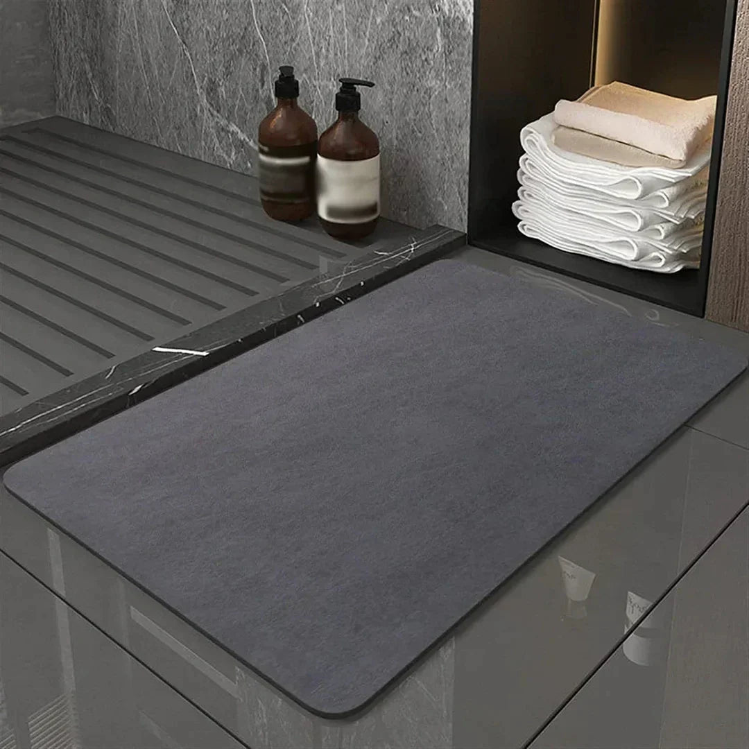 Unisex quick-dry anti-slip diatomite bath mat, perfect absorbent floor mat for modern eco-friendly bathrooms.