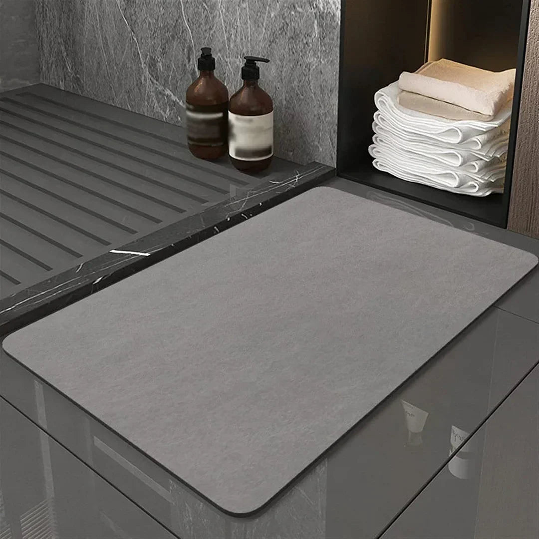 Stylish modern diatomite bath mat, quick-dry and anti-slip. Enhances any contemporary bathroom decor.
