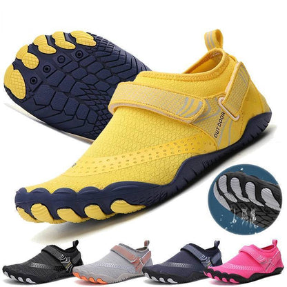 Unisex quick-dry aqua water shoes for barefoot beach sports & wading in blue