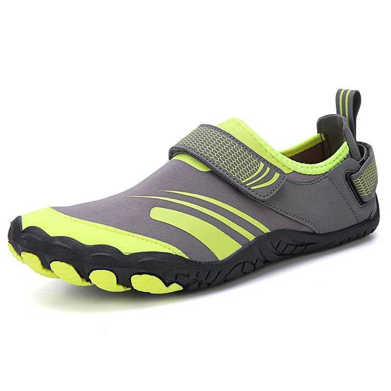 Top-down view of unisex athletic water shoes for beach & aquatic adventures