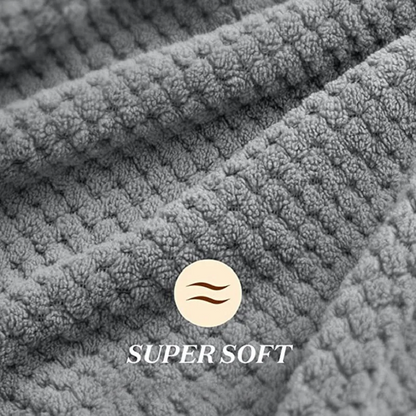 Absorbent hair towel wrap in microfiber, promotes faster drying & eliminates frizz for smoother, healthier hair.