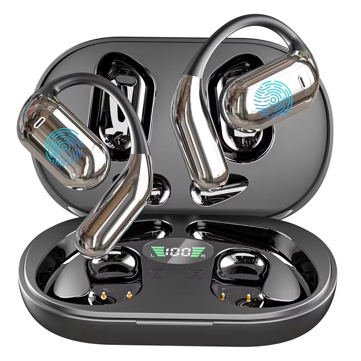 Unisex real-time AI translator earbuds with Bluetooth 5.3 for seamless language translation. Smart communication device.