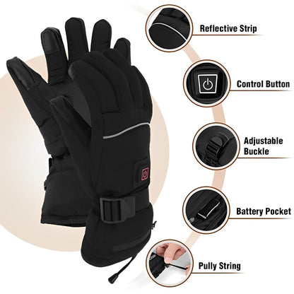 Durable unisex electric gloves providing warmth for ice fishing & cold weather work.