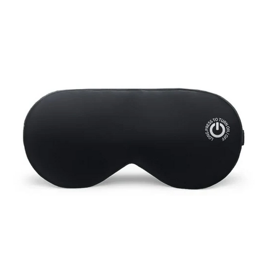 Unisex rechargeable heated silk eye mask for dry eyes & relaxation. USB powered for portable stress relief.