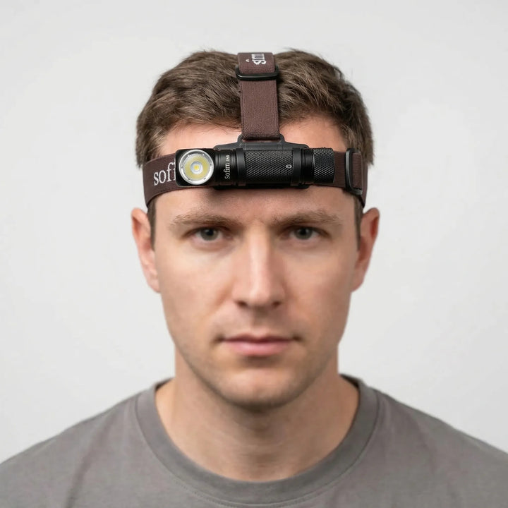 Portable USB-C rechargeable LED headlamp, essential camping gear & hiking light with magnetic base.