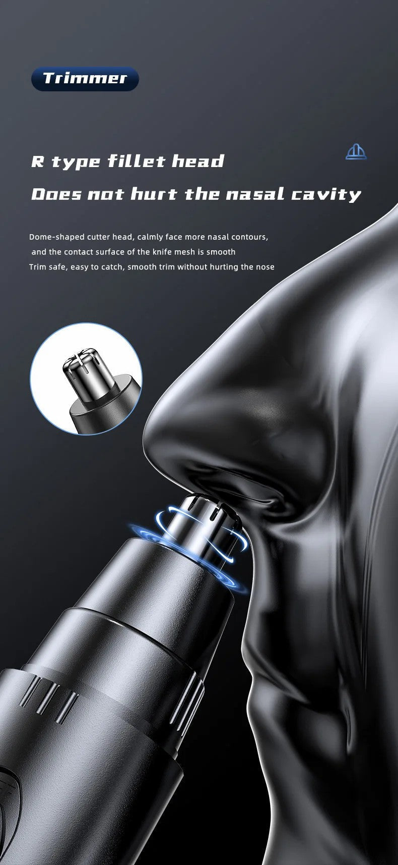 Professional unisex nose & ear hair trimmer for gentle, effective men's & women's grooming.