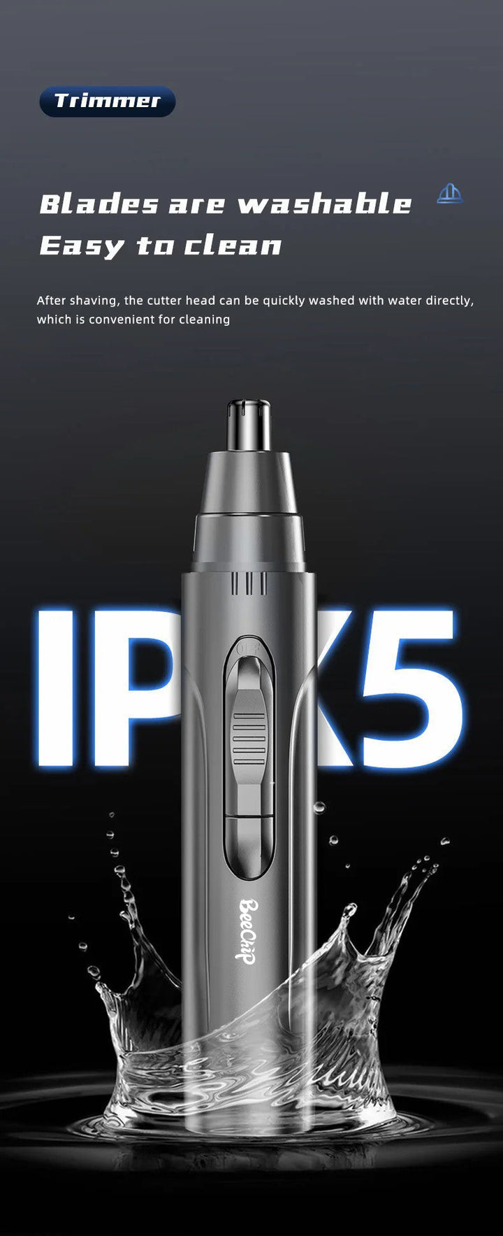 Essential hygiene tool: rechargeable unisex nose & ear hair trimmer for clean, precise results.