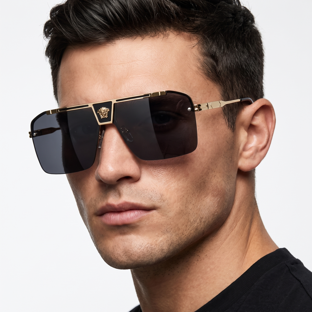 Modern unisex rectangular sunglasses. Fashion eyewear with UV protection and durable anti-scratch lenses.